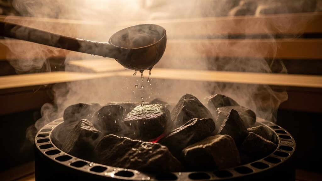 サウナのロウリュとは「水を石にかけて蒸気を浴びるサウナの行為」